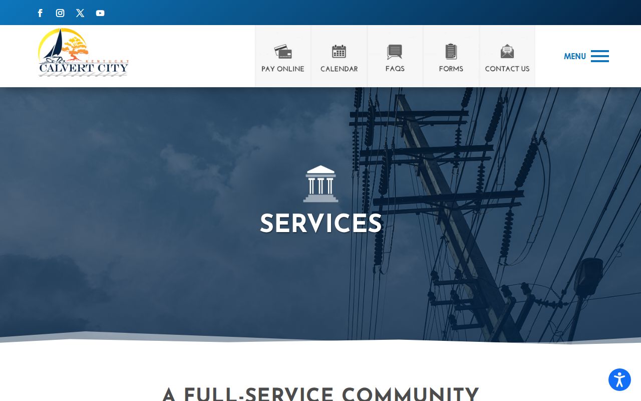 Calvert City official services page with police department information