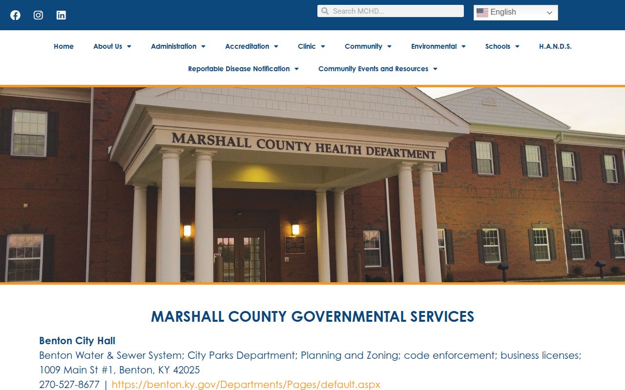 Local government services directory used to identify Hardin City Hall and county contacts